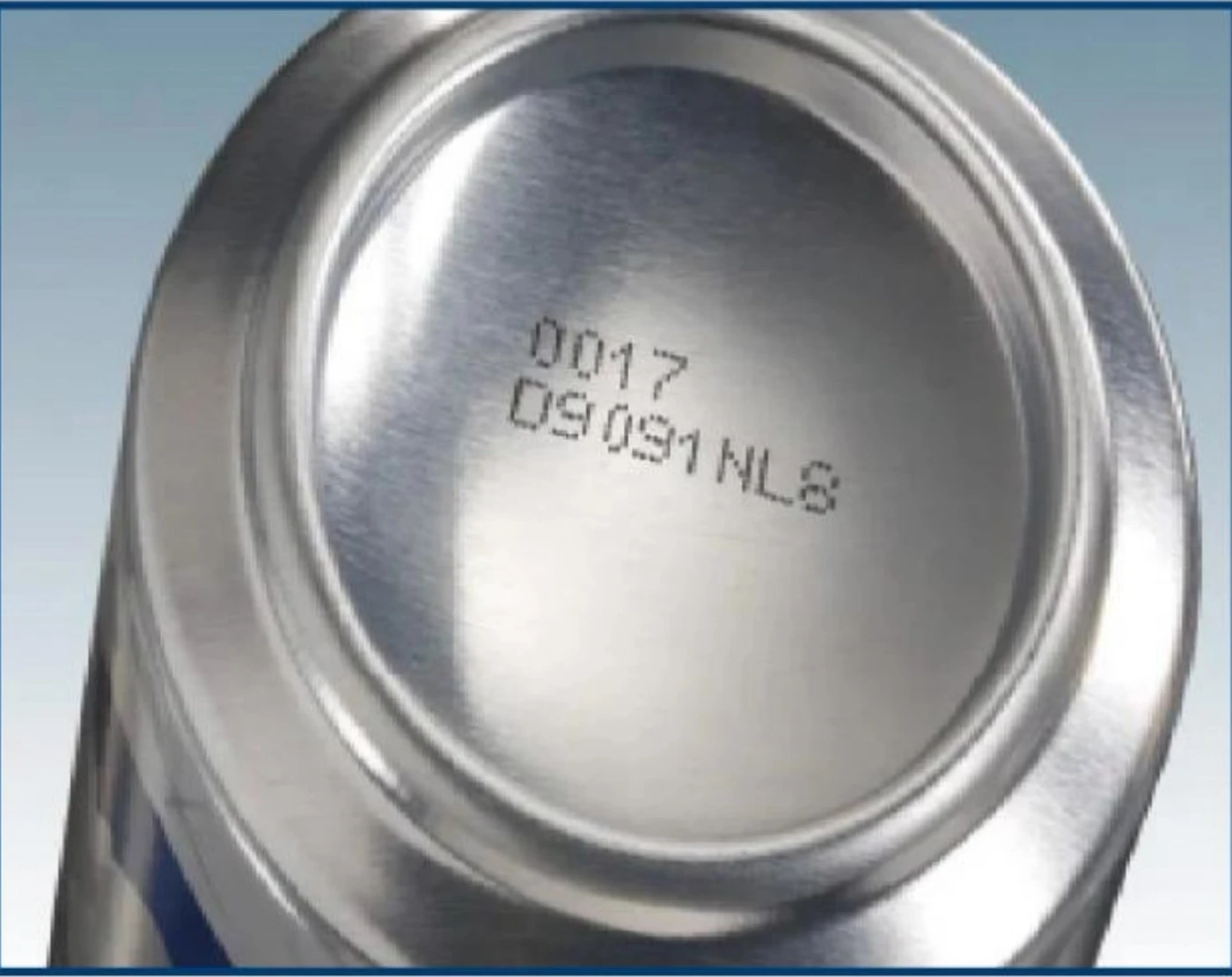 Laser marking on aluminium can rim — traceability code